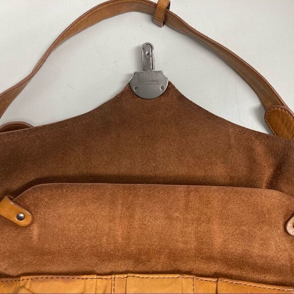 FRANCESCO BIASIA Saddle Style Handbag Mustard Color 14X5.5X7,Genuine Leather - Picture 4 of 14
